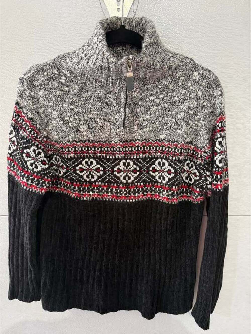 Vintage Quarter-Zip Fair Isle Sweater Size Womens Medium